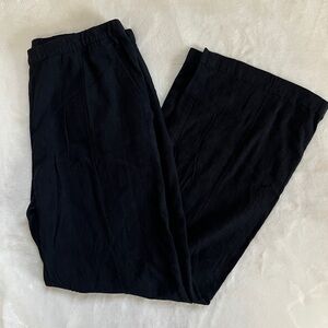 H&M Black Linen Pants Elastic Waist Wide Leg Flowy Pockets Summer Size Medium M